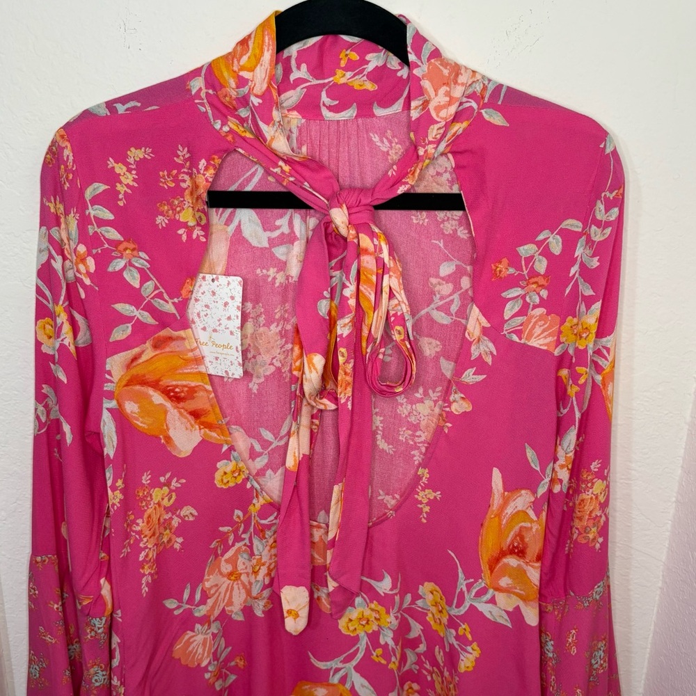 Free People Tate Floral Print Tunic Dress in Lollipop Combo size Large NWT - Picture 6 of 16